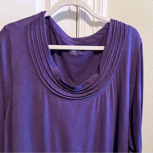 Lands’ End Women’s Purple Crew Neck Long Sleeve Top Shirt Layered Detail Sz 3x - Picture 2 of 8